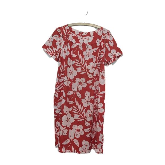 Vintage Cotton Blend Red White Summer Day Tropical Pockets Hawaiian B48 L 80s - Picture 1 of 5